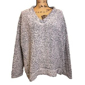 Dylan Womens Cozy Faux Sherpa Comfy Warm Winter Pullover Sweater Blue Medium
